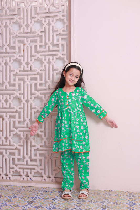 Mint Green 2pcs Short Frok Suit-KST 025