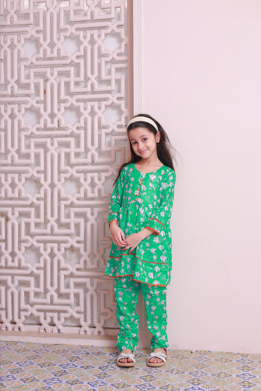 Mint Green 2pcs Short Frok Suit-KST 025