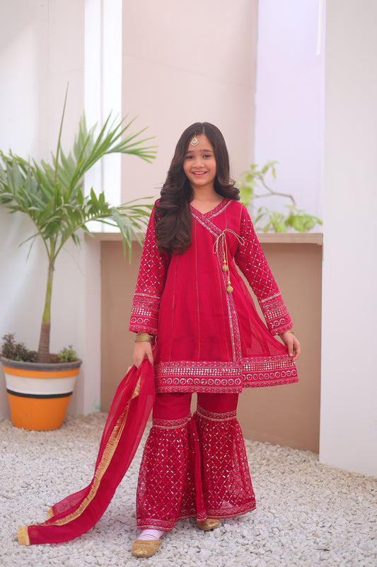 Hot Pink Angrakha Gharara-KG 002