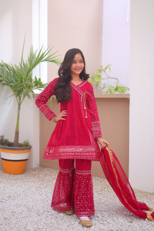 Hot Pink Angrakha Gharara-KG 002