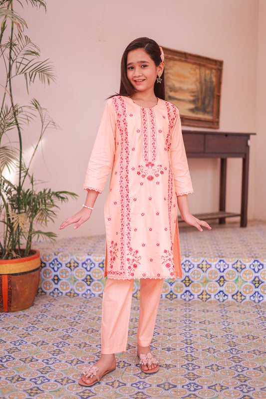 Coral Peach 2pcs Suit-KST 031